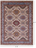 Ivory Persian Tabriz Hand Knotted Wool Rug - 6' 10" X 9' 7" - Golden Nile