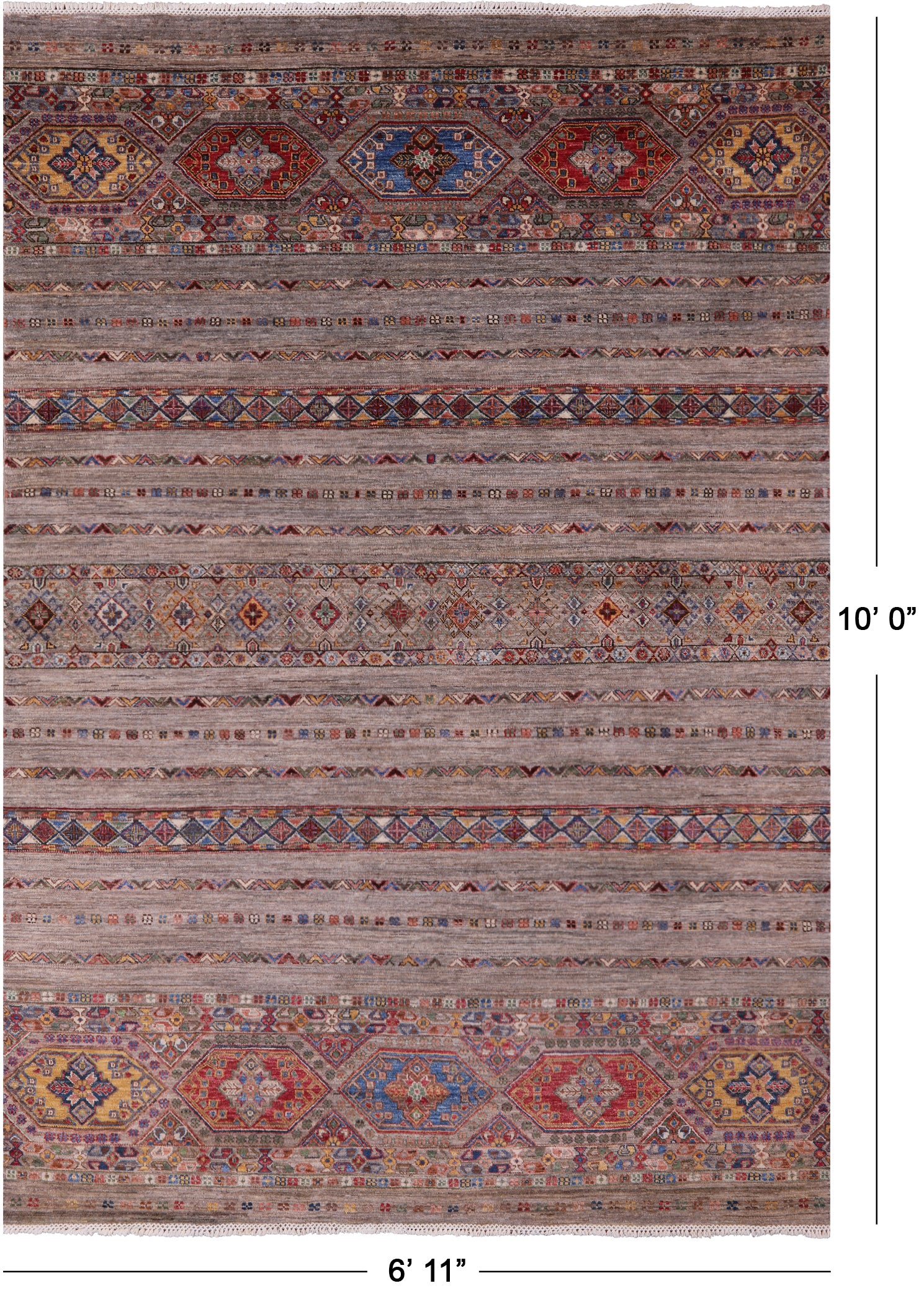 Khorjin Persian Gabbeh Hand Knotted Wool Rug - 6' 11" X 10' 0" - Golden Nile
