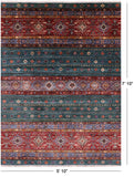 Green Khorjin Persian Gabbeh Hand Knotted Wool Rug - 5' 10" X 7' 10" - Golden Nile