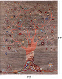 Tree Of Life Persian Gabbeh Hand Knotted Wool Rug - 5' 0" X 6' 4" - Golden Nile
