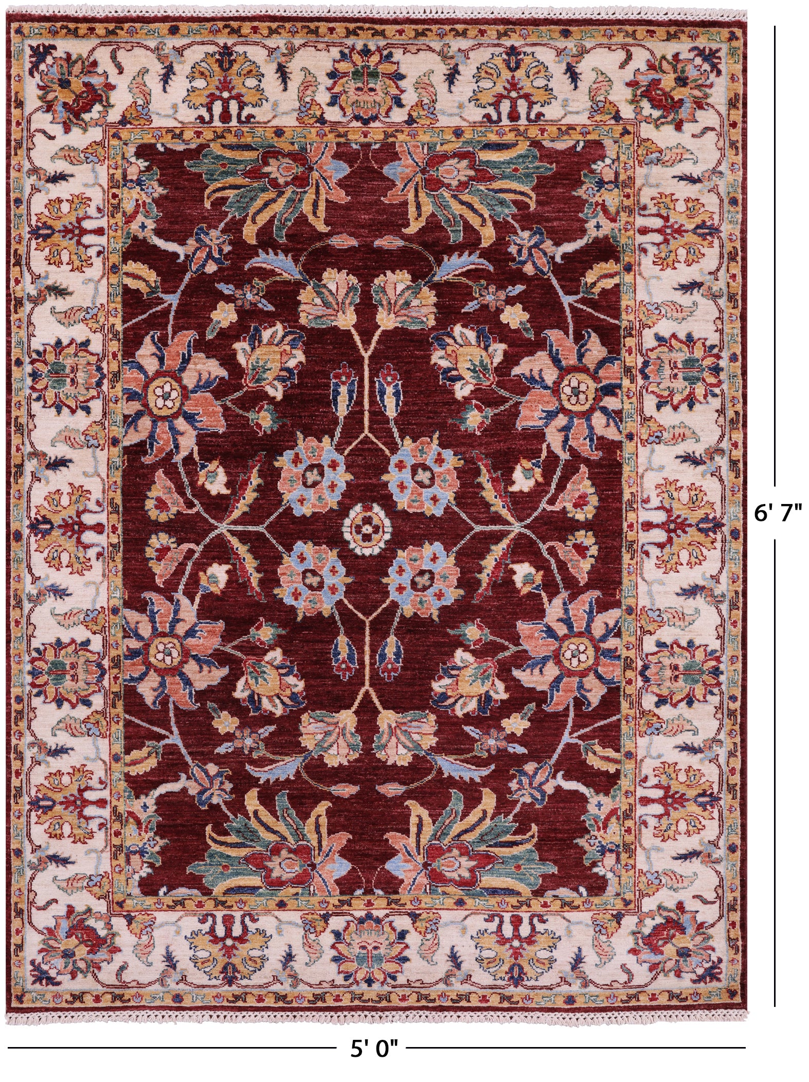 Persian Tabriz Handmade Wool Rug - 5' 0" X 6' 7" - Golden Nile