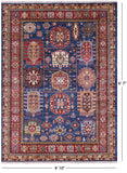 Blue Super Kazak Hand Knotted Wool Rug - 4' 10" X 6' 7" - Golden Nile