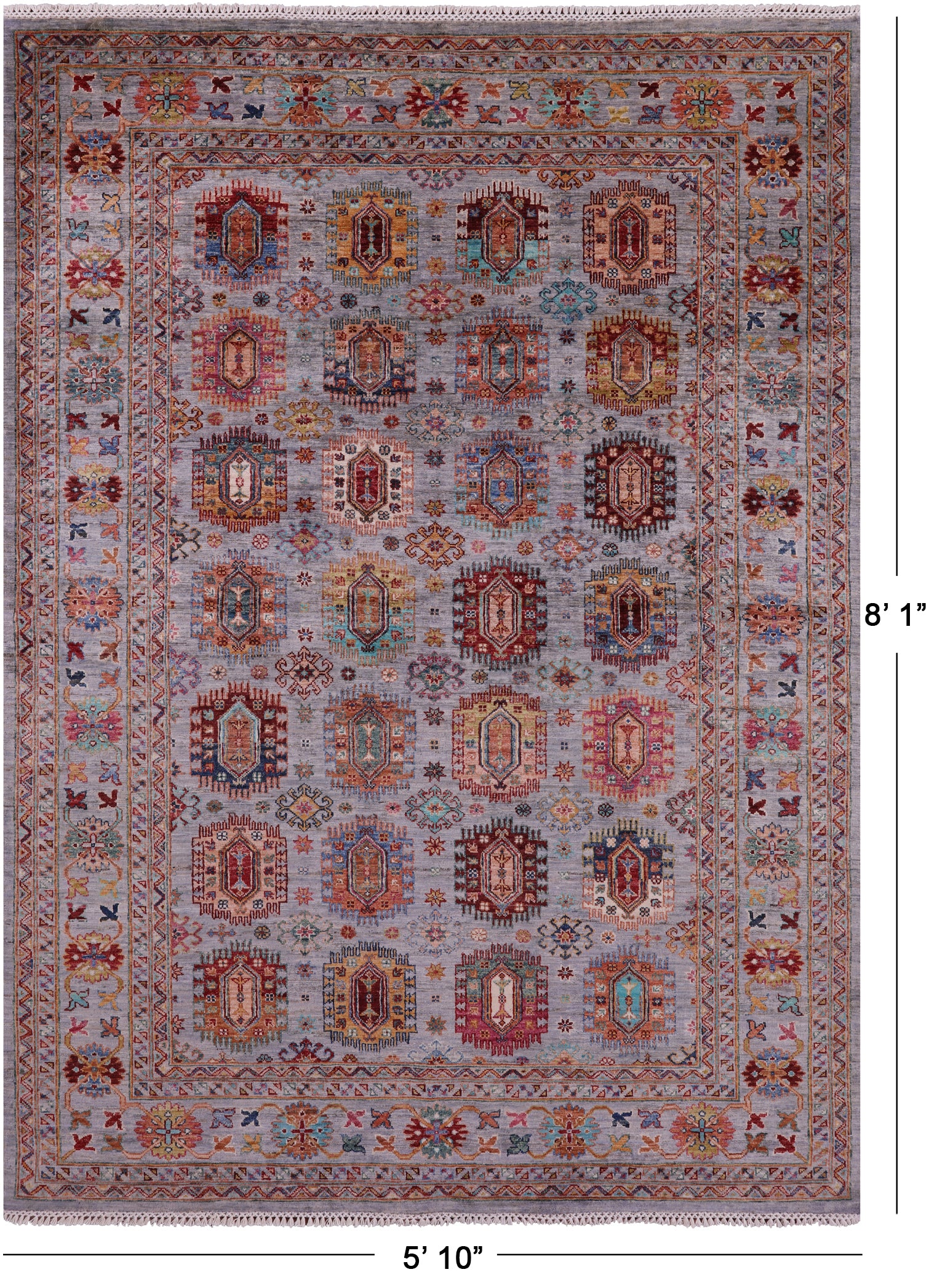 Turkmen Ersari Hand Knotted Wool Rug - 5' 10" X 8' 1" - Golden Nile