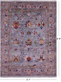 Grey Peshawar Handmade Wool Rug - 5' 1" X 6' 6" - Golden Nile