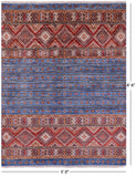 Blue Khorjin Persian Gabbeh Handmade Wool Rug - 5' 0" X 6' 6" - Golden Nile