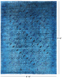 Blue Turkmen Ersari Hand Knotted Wool Rug - 8' 10" X 11' 6" - Golden Nile