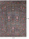 Green Peshawar Hand Knotted Wool Rug - 5' 10" X 7' 10" - Golden Nile