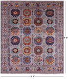 Grey Turkmen Ersari Hand Knotted Wool Rug - 8' 3" X 9' 6" - Golden Nile