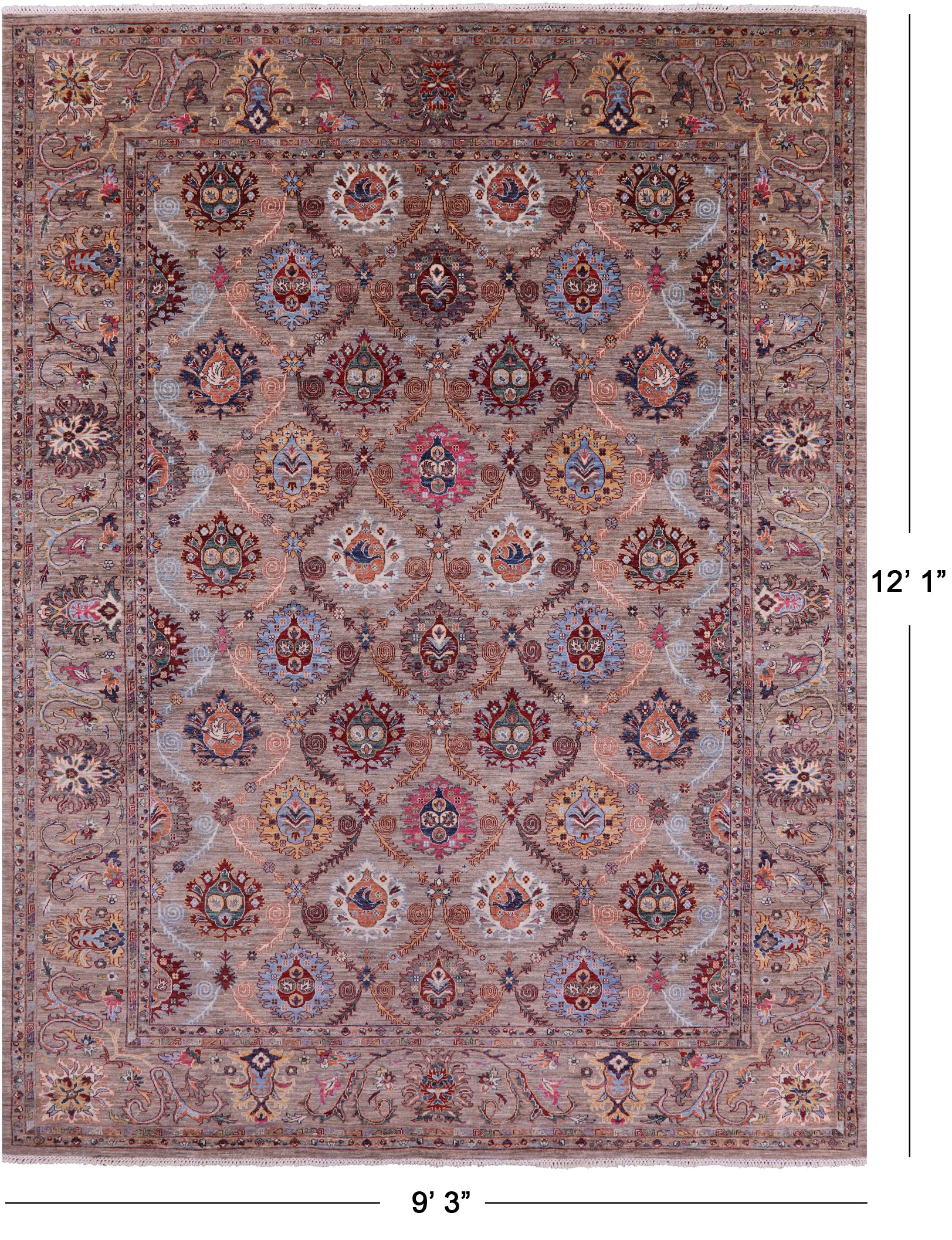 Persian Tabriz Hand Knotted Wool Rug - 9' 2" X 11' 10" - Golden Nile