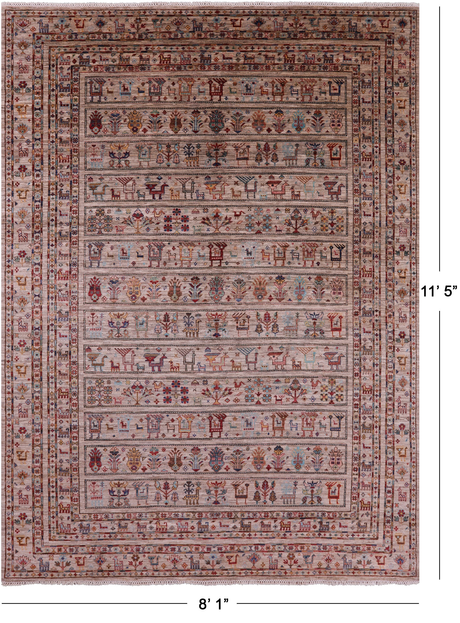 Tribal Persian Gabbeh Hand Knotted Wool Rug - 8' 1" X 11' 5" - Golden Nile