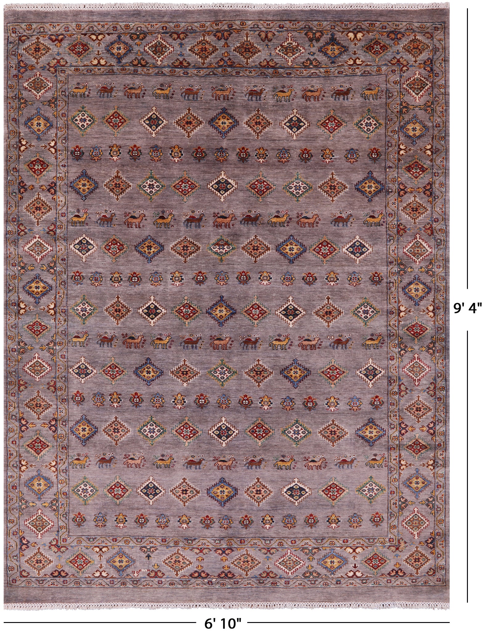 Tribal Persian Gabbeh Hand Knotted Wool Rug - 6' 10" X 9' 4" - Golden Nile