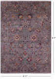Grey Peshawar Hand Knotted Wool Rug - 6' 11" X 9' 7" - Golden Nile