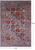 Blue Turkmen Ersari Handmade Wool Rug - 6' 9" X 10' 0" - Golden Nile