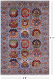 Blue Turkmen Ersari Handmade Wool Rug - 6' 8" X 9' 11" - Golden Nile