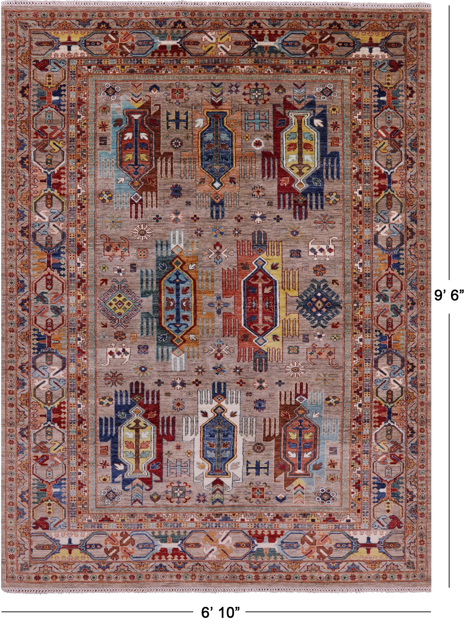 Persian Fine Serapi Hand Knotted Wool Rug - 6' 10" X 9' 6" - Golden Nile