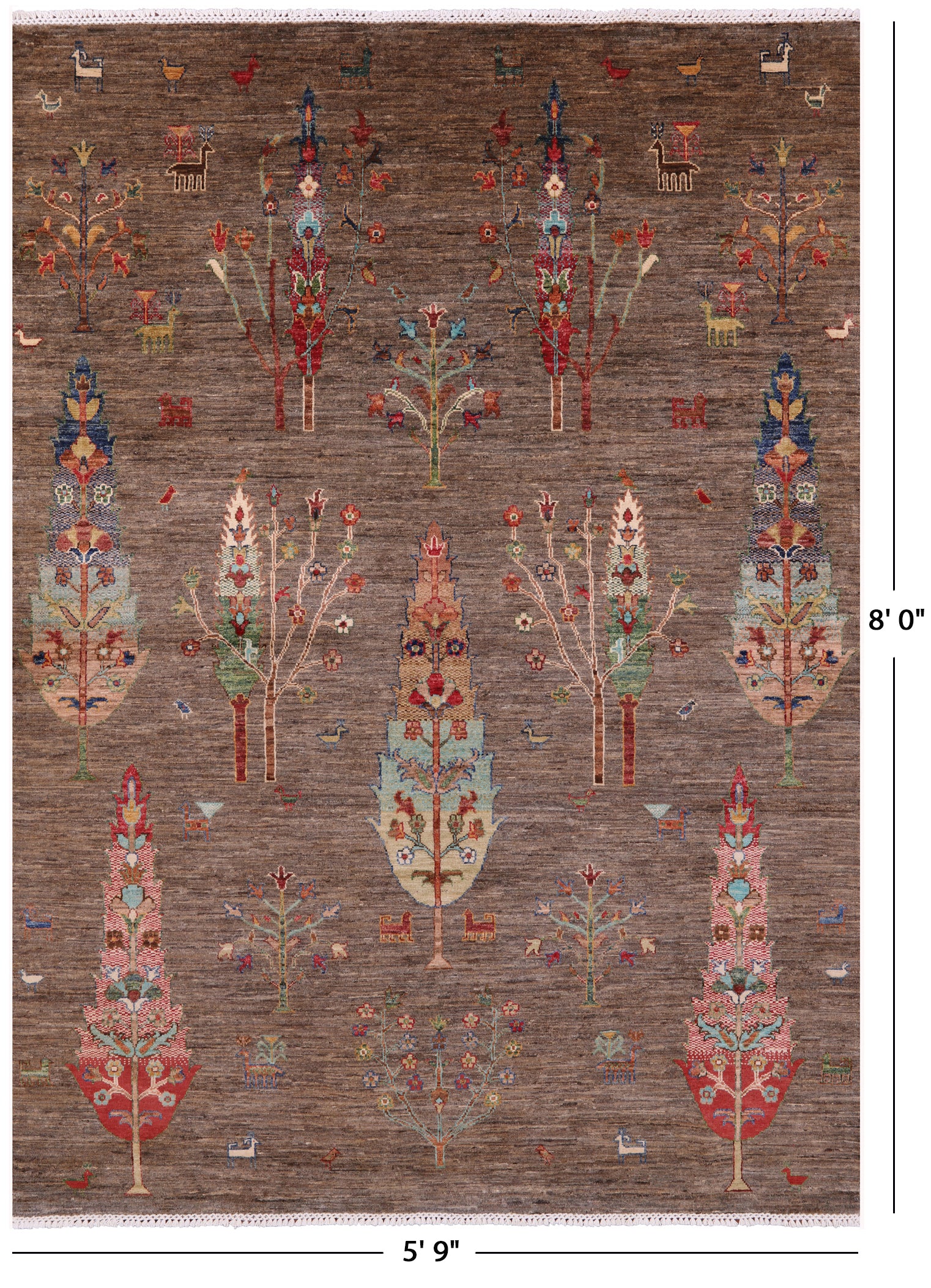 Tribal Persian Gabbeh Hand Knotted Wool Rug - 5' 9" X 8' 0" - Golden Nile