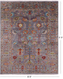 Grey Peshawar Hand Knotted Wool Rug - 6' 0" X 7' 7" - Golden Nile