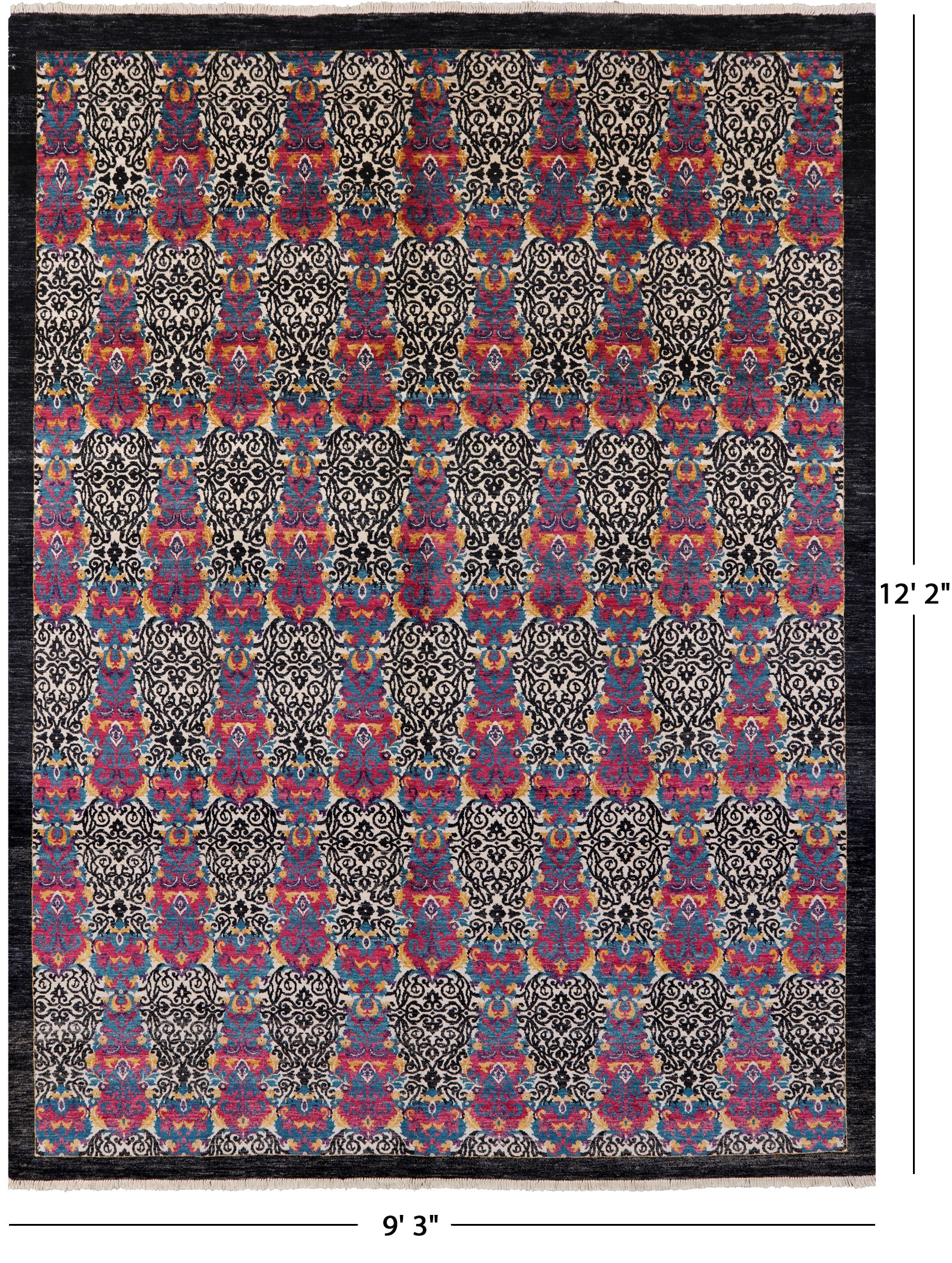William Morris Handmade Wool Area Rug - 9' 3" X 12' 2" - Golden Nile