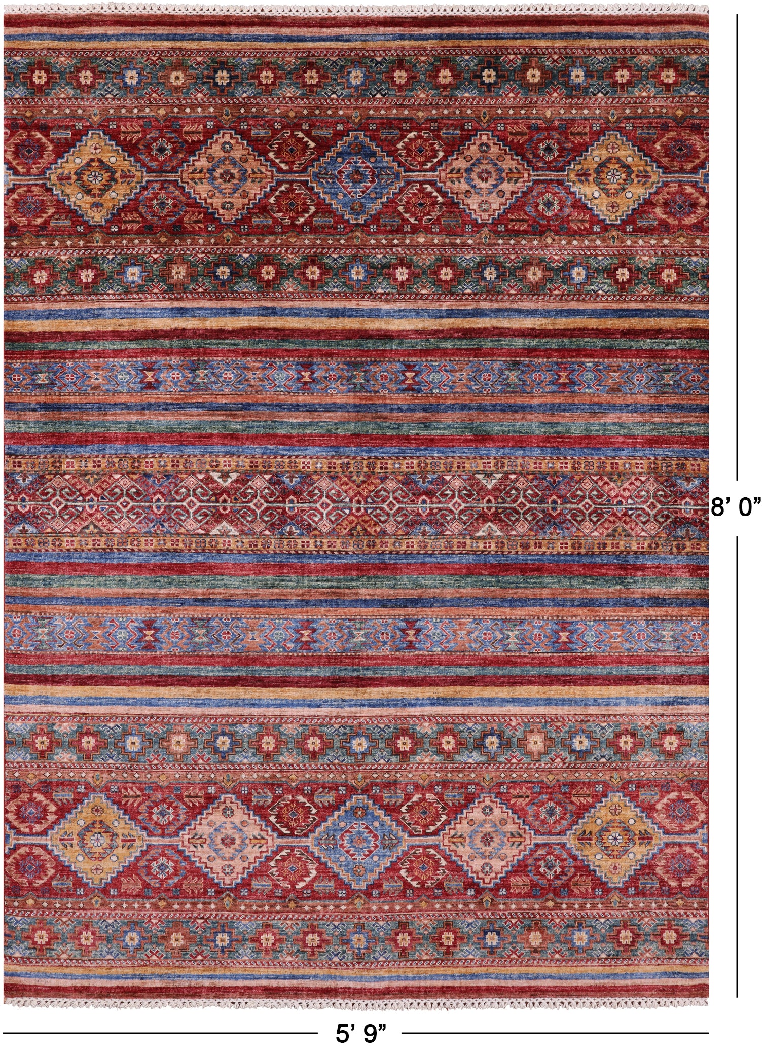 Khorjin Persian Gabbeh Hand Knotted Wool Rug - 5' 9" X 8' 0" - Golden Nile