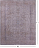 Ivory Persian Vintage White Wash Hand Knotted Wool Rug - 9' 7" X 12' 0" - Golden Nile