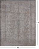 SUPER SALE Ivory Persian Vintage White Wash Hand Knotted Wool Rug - 9' 7" X 12' 0"