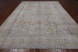 SUPER SALE Ivory Persian Vintage White Wash Hand Knotted Wool Rug - 9' 7" X 12' 0"