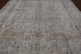 SUPER SALE Ivory Persian Vintage White Wash Hand Knotted Wool Rug - 9' 7" X 12' 0"