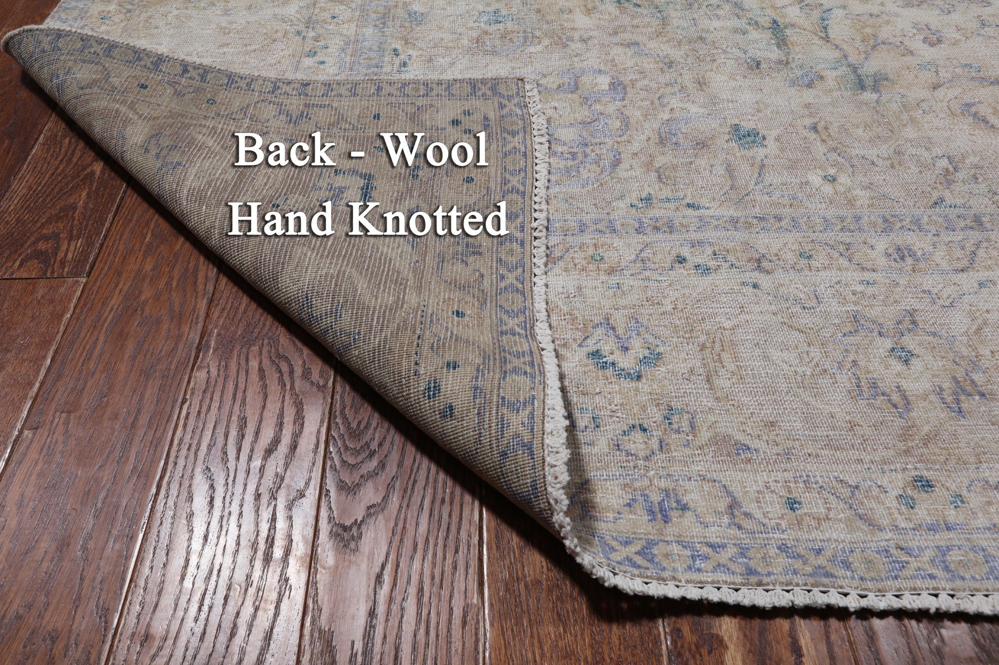 SUPER SALE Ivory Persian Vintage White Wash Hand Knotted Wool Rug - 9' 7" X 12' 0"