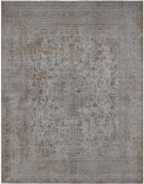 SUPER SALE Ivory Persian Vintage White Wash Handmade Wool Rug - 9' 6" X 12' 6"