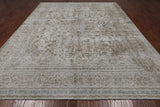 SUPER SALE Ivory Persian Vintage White Wash Handmade Wool Rug - 9' 6" X 12' 6"