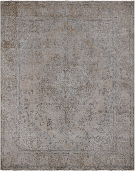 SUPER SALE Ivory Persian Vintage White Wash Hand Knotted Wool Rug - 9' 8" X 12' 3"