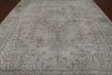 SUPER SALE Ivory Persian Vintage White Wash Hand Knotted Wool Rug - 9' 8" X 12' 3"