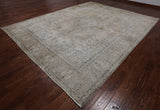 SUPER SALE Ivory Persian Vintage White Wash Hand Knotted Wool Rug - 9' 8" X 12' 3"
