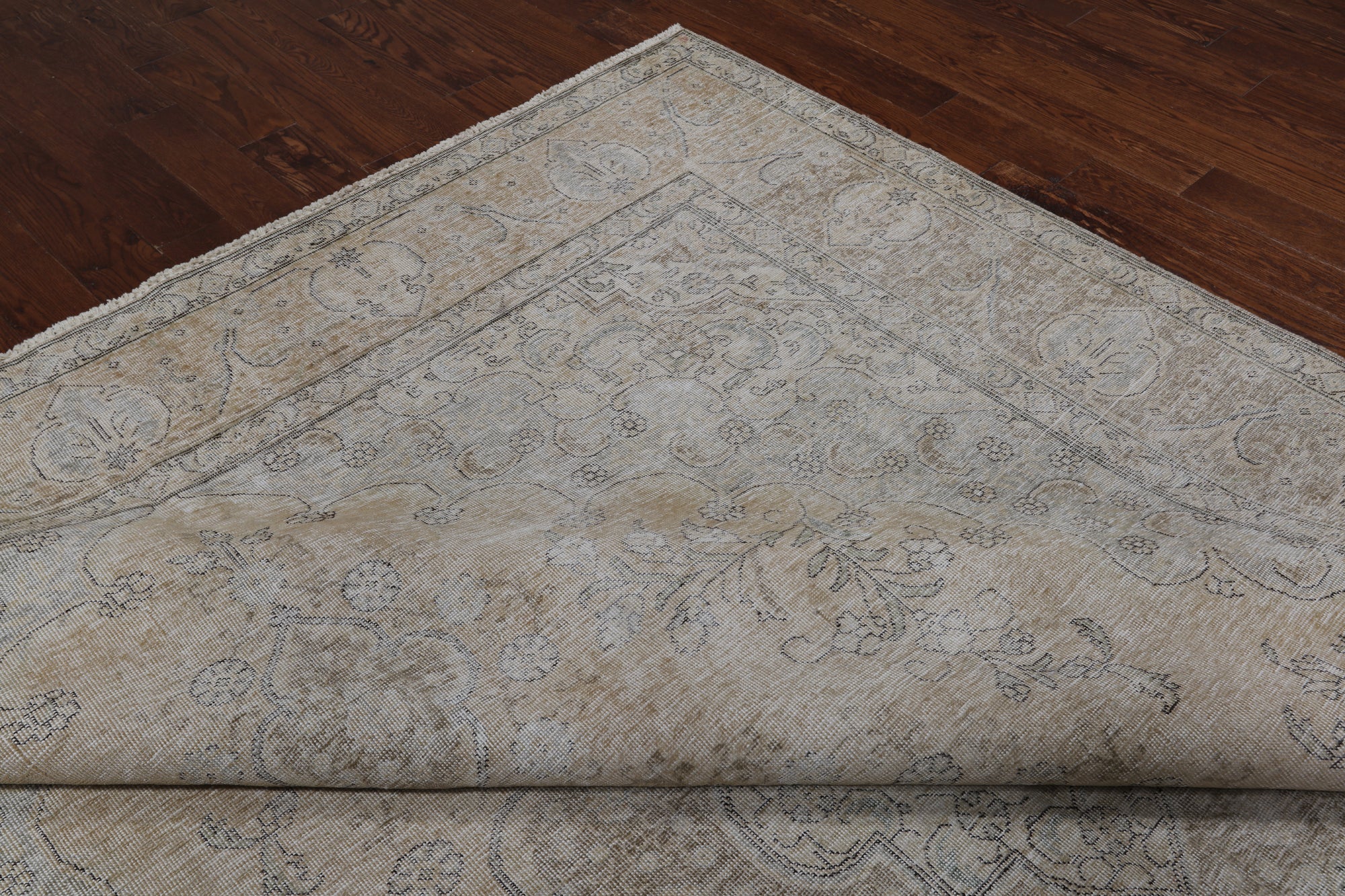 SUPER SALE Ivory Persian Vintage White Wash Hand Knotted Wool Rug - 9' 8" X 12' 3"
