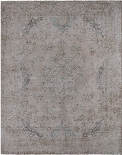 SUPER SALE Ivory Persian Vintage White Wash Hand Knotted Wool Rug - 9' 10" X 12' 6"