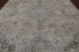 SUPER SALE Ivory Persian Vintage White Wash Hand Knotted Wool Rug - 9' 10" X 12' 6"