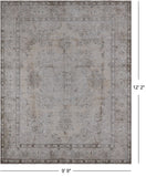 SUPER SALE Ivory Persian Vintage White Wash Hand Knotted Wool Rug - 9' 9" X 12' 2"