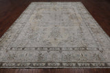 SUPER SALE Ivory Persian Vintage White Wash Hand Knotted Wool Rug - 9' 9" X 12' 2"
