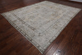 SUPER SALE Ivory Persian Vintage White Wash Hand Knotted Wool Rug - 9' 9" X 12' 2"