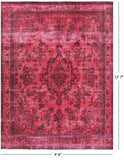 Red Persian Overdyed Hand Knotted Wool Rug - 9' 6" X 12' 7" - Golden Nile