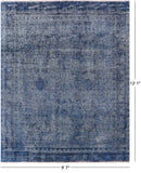 Blue Persian Overdyed Hand Knotted Wool Rug - 9' 7" X 12' 1" - Golden Nile