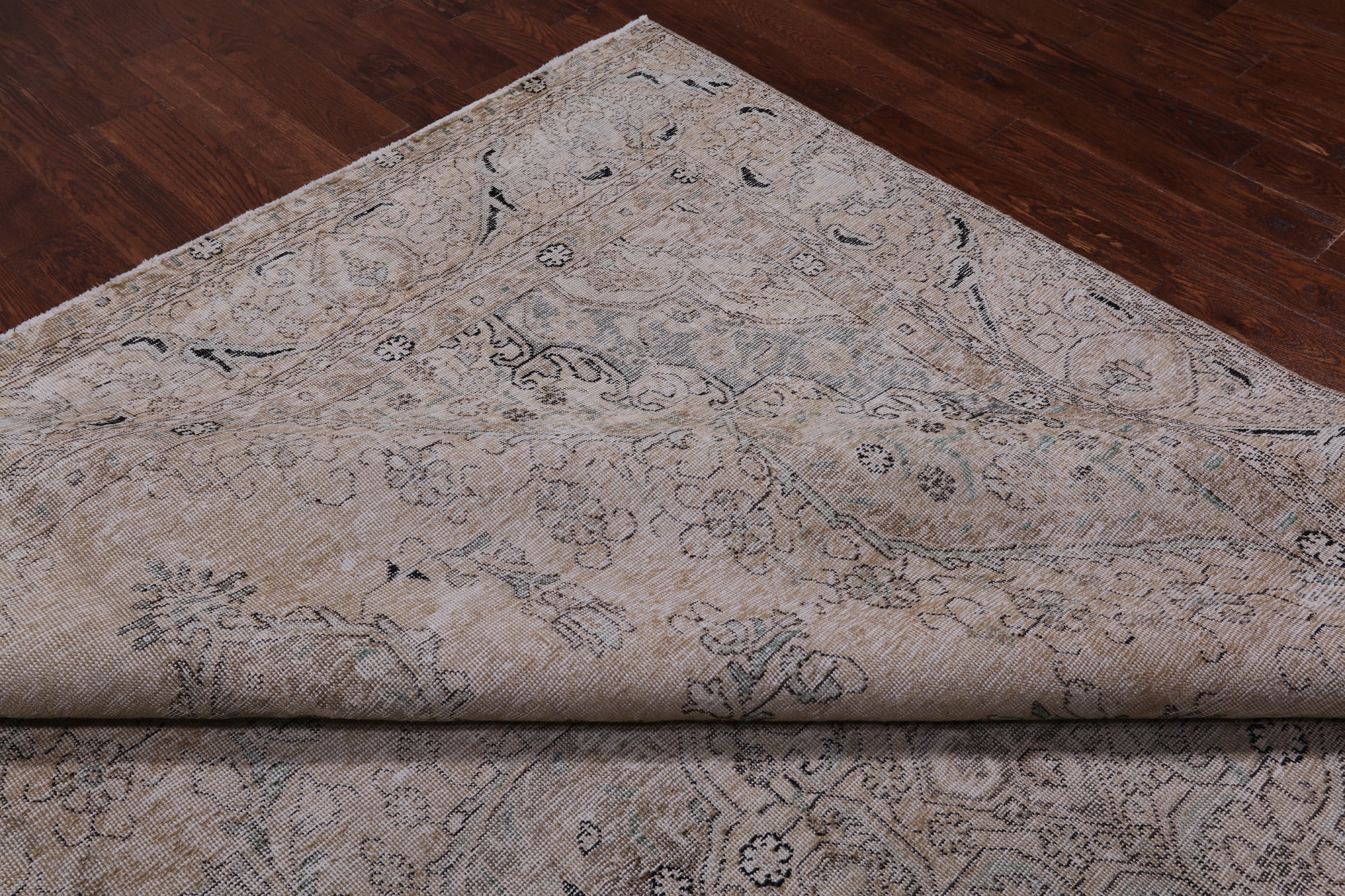 SUPER SALE Ivory Persian Vintage White Wash Handmade Wool Rug - 8' 11" X 12' 7"