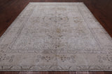 SUPER SALE Ivory Persian Vintage White Wash Handmade Wool Rug - 9' 11" X 12' 1"
