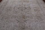 SUPER SALE Ivory Persian Vintage White Wash Handmade Wool Rug - 9' 11" X 12' 1"