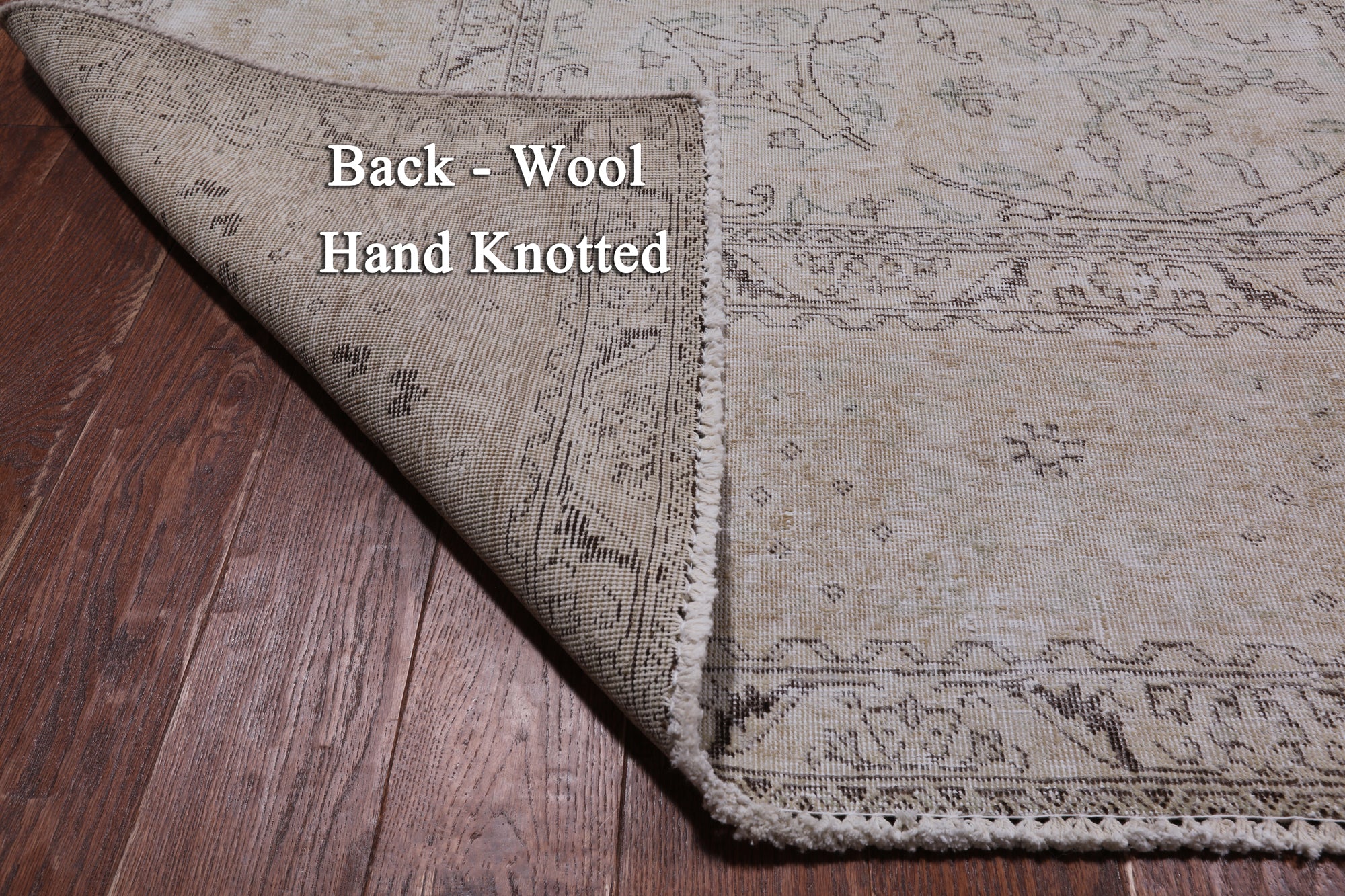 SUPER SALE Ivory Persian Vintage White Wash Handmade Wool Rug - 9' 11" X 12' 1"