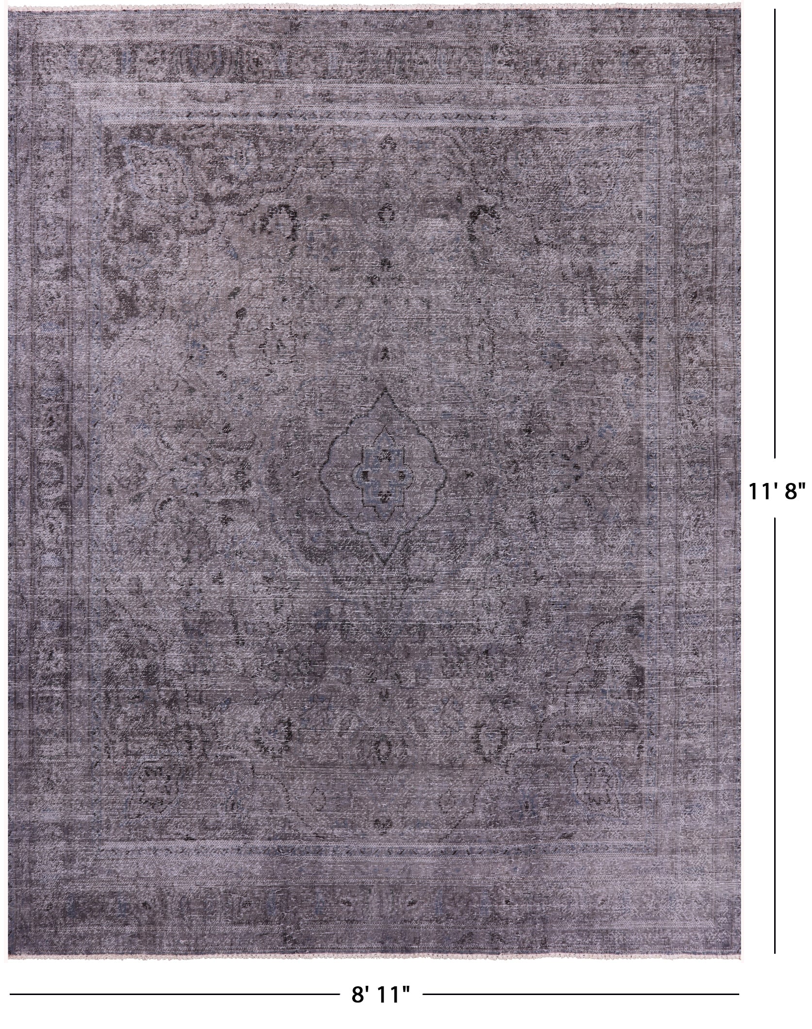 Grey Persian Overdyed Handmade Wool Rug - 8' 11" X 11' 8" - Golden Nile