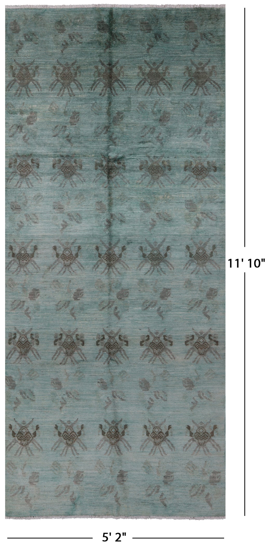 Overdyed Hand Knotted Full Pile Wool Area Rug - 5' 2" X 11' 10" - Golden Nile