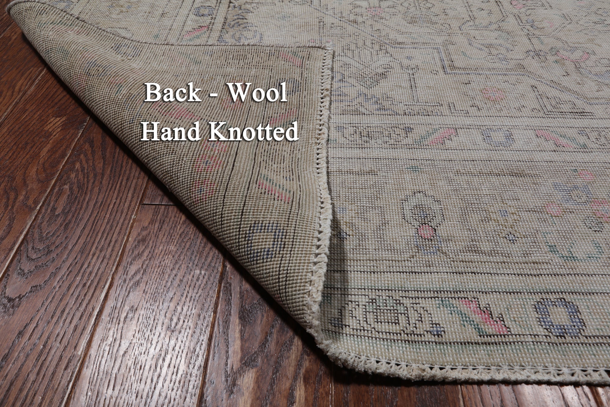 SUPER SALE Ivory Persian Vintage White Wash Hand Knotted Wool Rug - 8' 0" X 10' 10"