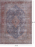 Blue Persian Vintage White Wash Hand Knotted Wool Rug - 8' 10" X 12' 7" - Golden Nile