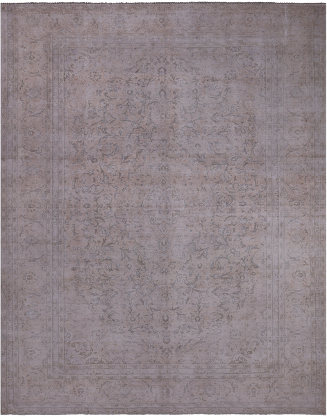 SUPER SALE Ivory Persian Vintage White Wash Hand Knotted Wool Rug - 9' 4" X 12' 1"
